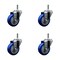 Service Caster 3.5'' Blue Polyurethane Wheel Swivel 7/16'' Grip Ring Stem Caster Set, 4PK SCC-GR20S3514-PPUB-BLUE-716138-4 - alternate 1